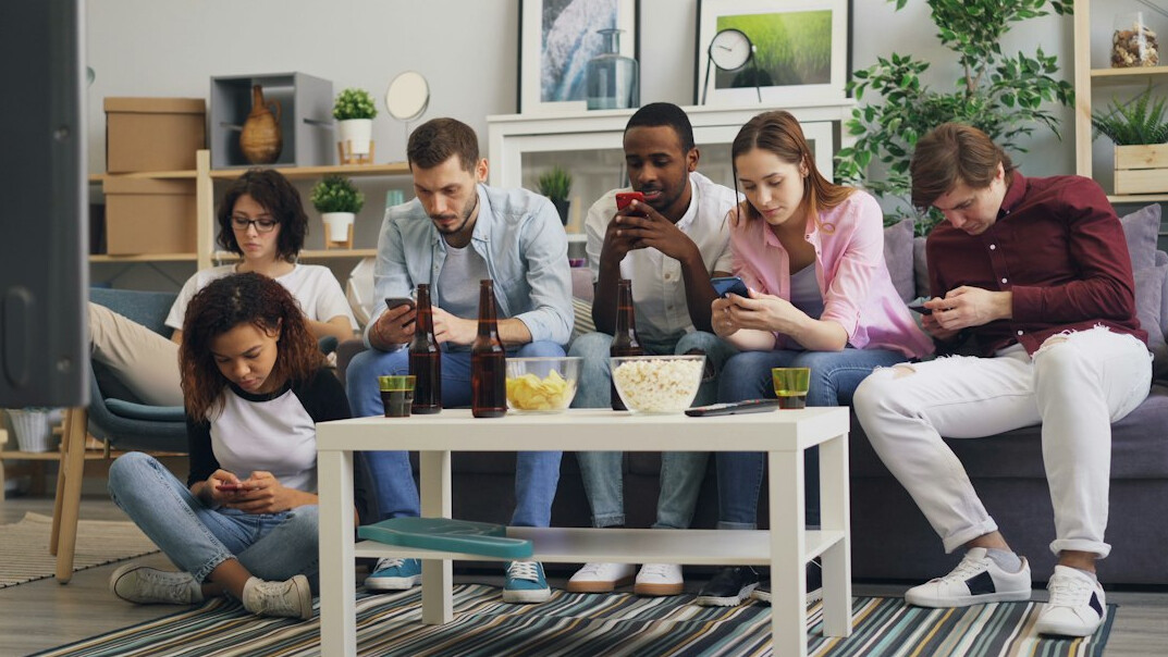 young people using smartphones