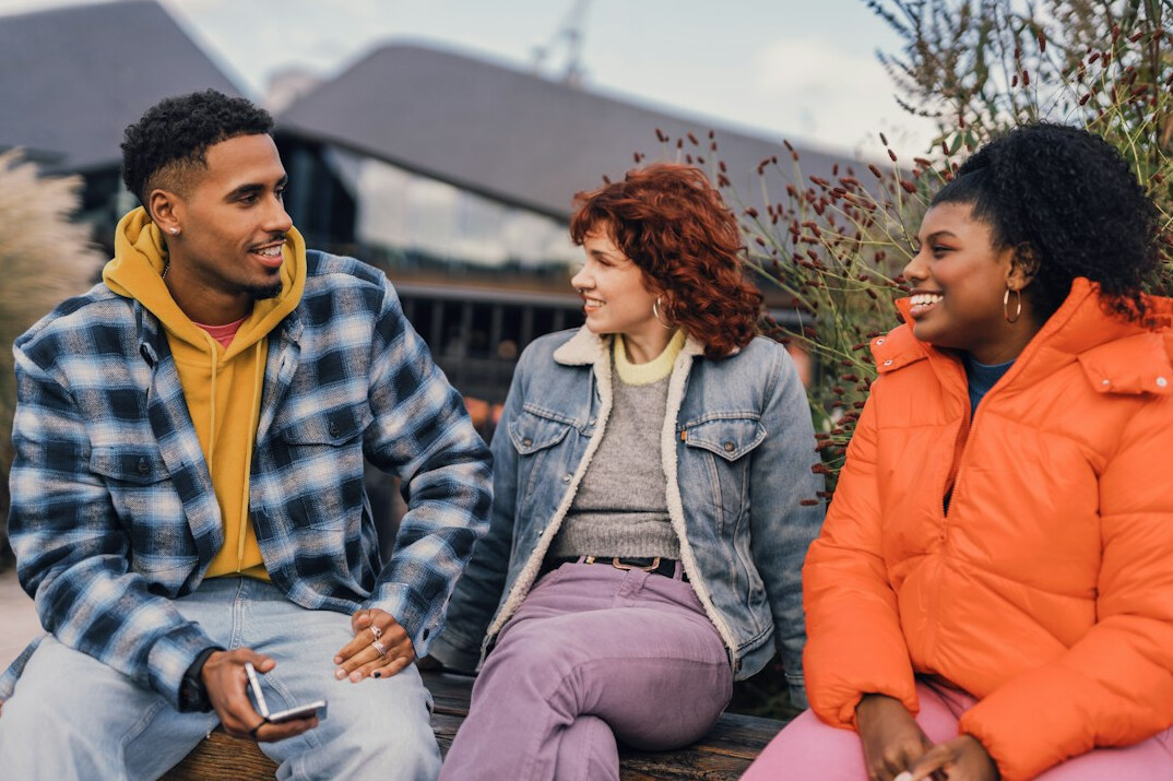 group of teenagers chatting